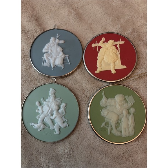 Hallmark Other - 1980-1987 Hallmark Norman Rockwell Cameo Christmas Tree Ornament Set of 4